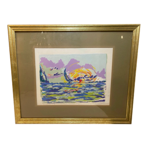1990s Original Susan Siegel Limited Edition Abstract Nautical Modern Serigraph Print