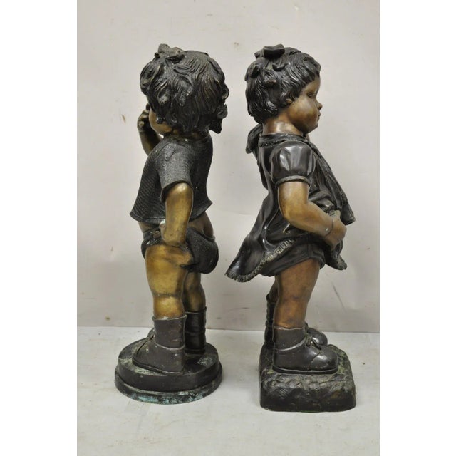 Cast Bronze Victorian Style 29" Little Boy and Girl Statue Figure a Pair Chairish