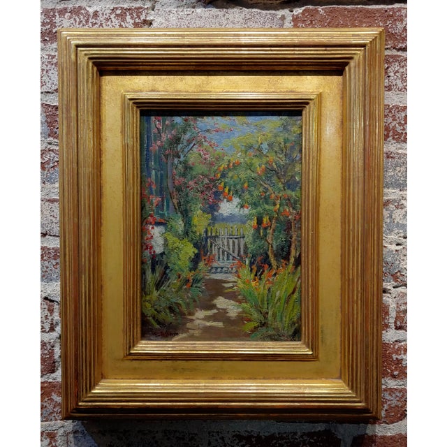 Blue William Constable Adam-The Gate to the Flower Garden-Oil Painting -C1910s For Sale - Image 8 of 8