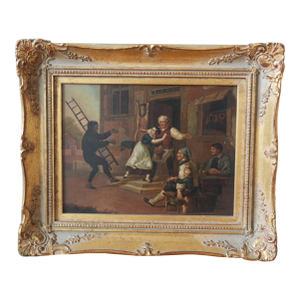 J. Gunischeim the Prank 19th Century, German, Oil on Canvas, Framed