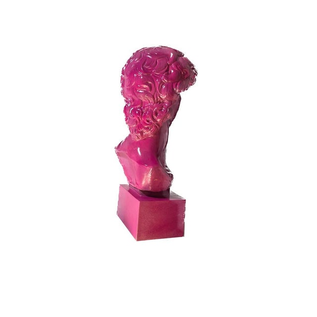 Vintage Pop Art Michelangelo’s David Bust in Post-Modern Neon Fuchsia Circa 1980s For Sale In Atlanta - Image 6 of 12