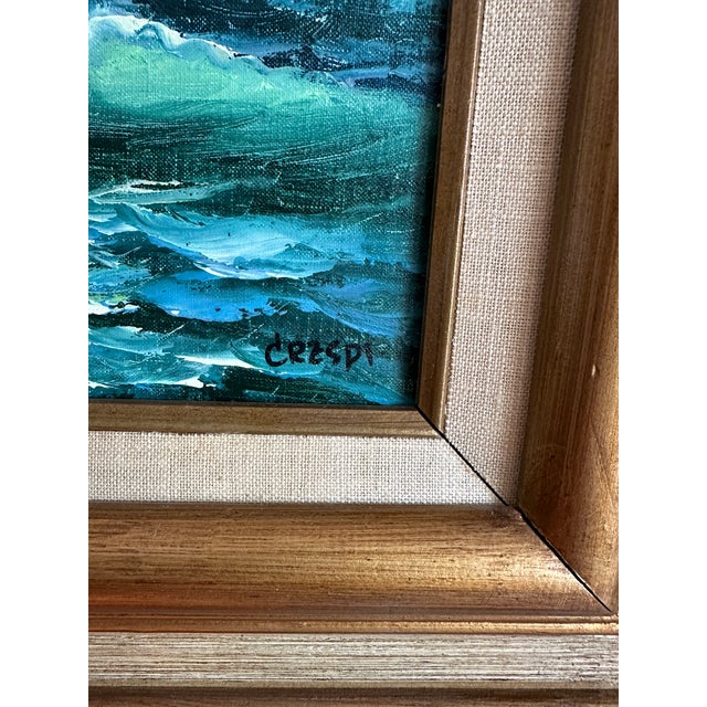 Impressionist Vintage Original Oil Painting; Framed Seascape by David Crespi 1960s For Sale - Image 3 of 12