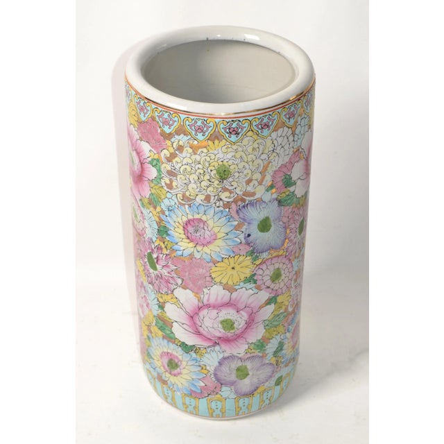 Chinoiserie Style Handmade Ceramic Pottery Umbrella Stand For Sale - Image 9 of 12