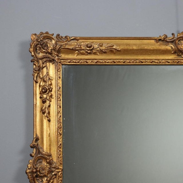 Mirror with Carved and Gilded Wooden Frame and Panel For Sale - Image 3 of 11
