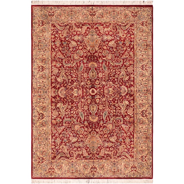 Shabby Chic 1990's Pak-Persian Red/Beige Wool Rug - 6'1'' X 9'1'' For Sale - Image 9 of 9