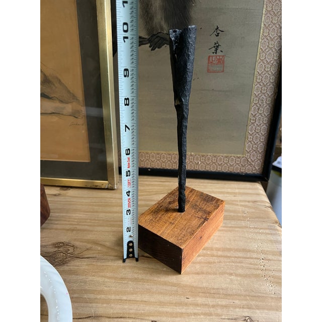 Black Vintage Black Brutalist Vase on Wooden Base For Sale - Image 8 of 8