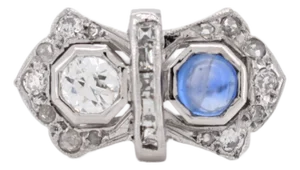 1920s French Art Deco "Toi Et Moi" Ring – Sapphire, Diamonds, Size 6.75