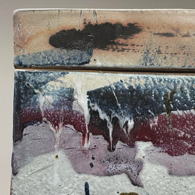 Ceramic Vintage Abstract Expressionist Slab Built Glazed Stoneware Lidded Box, Signed (Ca. 1980) For Sale - Image 7 of 13