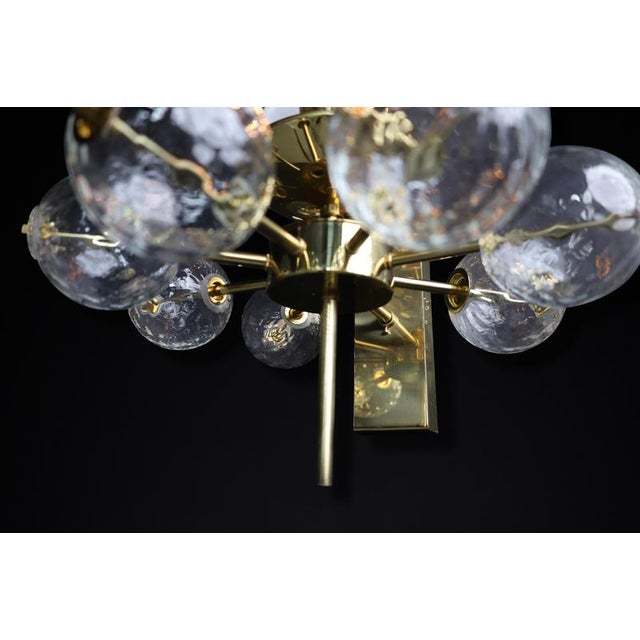 Mid-Century Wall Light with Brass Fixture & Hand-Blown Glass Globes, CZ, 1970s For Sale - Image 11 of 12