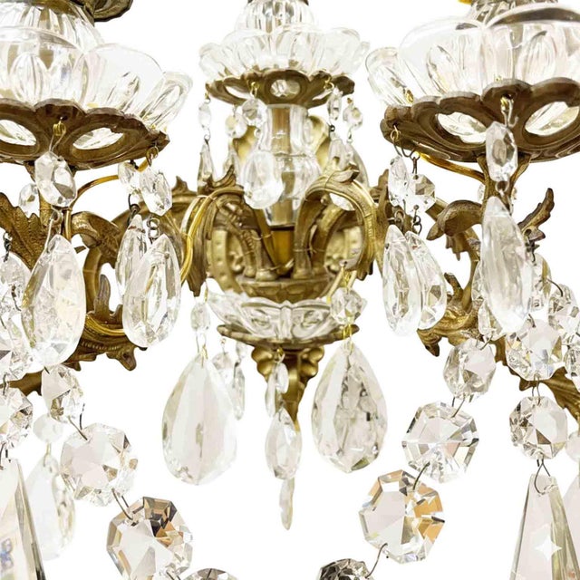 Metal Antique Italian Rococo Crystal and Bronze Wall Lights, 1920s, Set of 2 For Sale - Image 7 of 10
