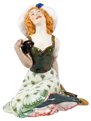 Art Nouveau Pierrette Figurine attributed to Martin Wiegand for Meissen, Germany, 1900s