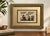 Vintage Egyptian Revival papyrus artwork depicting a traditional Nile marsh hunting scene. A standing hunter draws his bow...