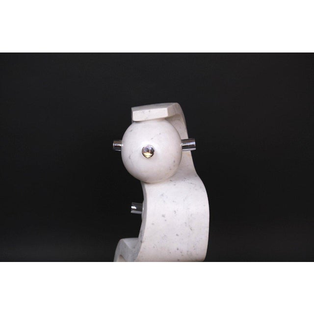 Hugo Verheyen, Incomprehension I Sculpture, 1980s, Carrara Marble and Chromed Metal For Sale - Image 6 of 10
