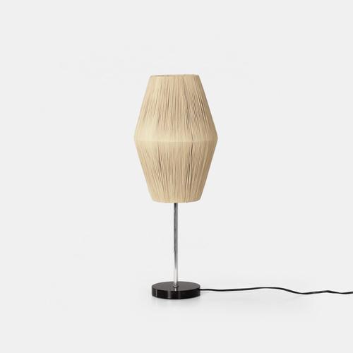 Cream VintageTable Lamp with Raffia Shade and Black Marble Base, 1960s For Sale - Image 8 of 8