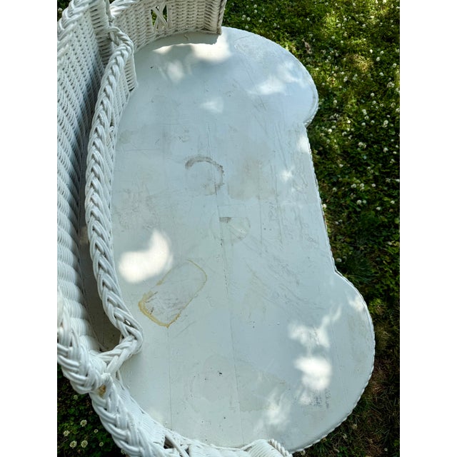 Wood White Wicker Desk For Sale - Image 7 of 8