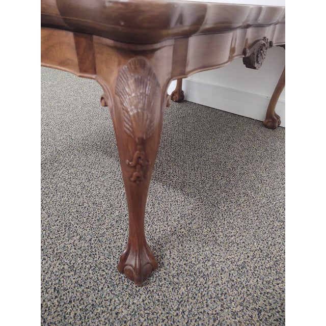 Grand Rapids Walnut Shell Carved Claw Foot Coffee Table For Sale - Image 10 of 12