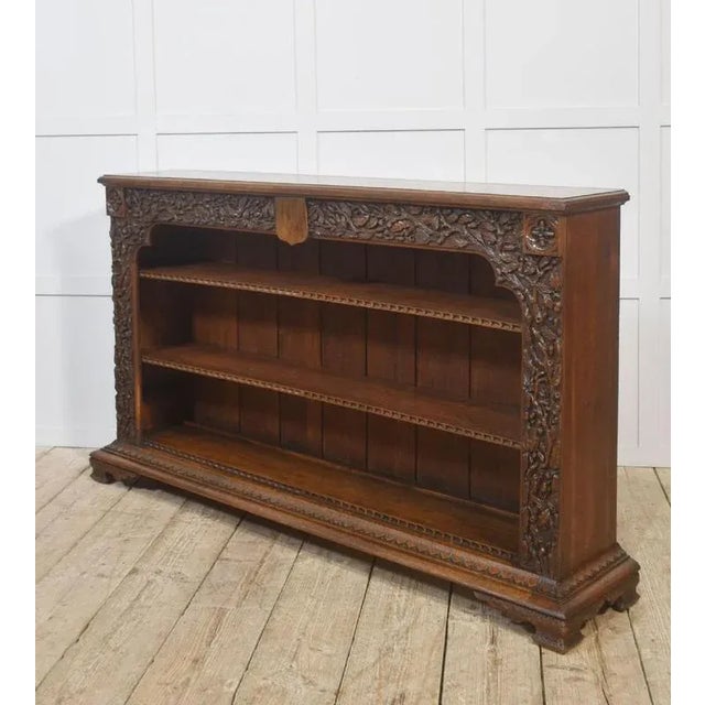 Carved Oak Open Bookcase For Sale - Image 12 of 16