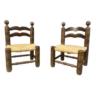 Brutalist Children's Chairs attributed to Charles Dudouyt, 1960s, Set of 2 For Sale