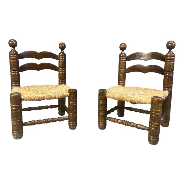 Brutalist Children's Chairs attributed to Charles Dudouyt, 1960s, Set of 2 For Sale