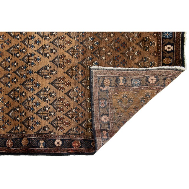 Traditional Brown Vintage Bidjar Handcrafted Wool Rug With Allover Design For Sale - Image 3 of 8