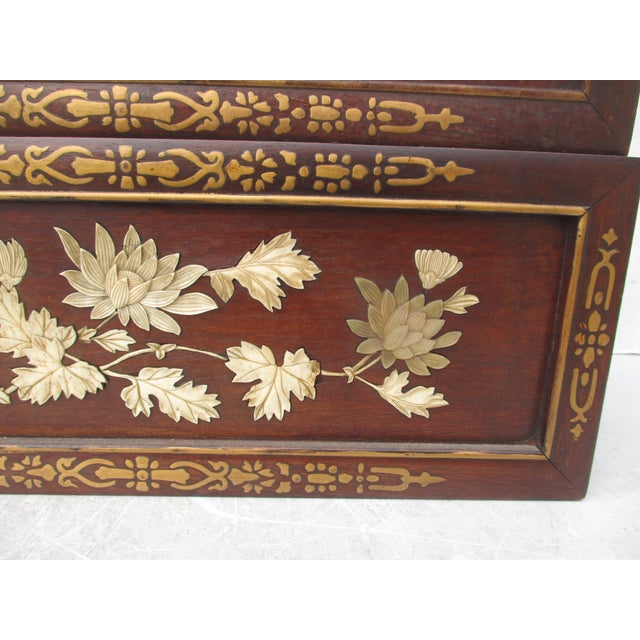 Pair of Antique Mother of Mearl Inlaid Wall Pockets Japanese Meiji- A Pair of Two For Sale - Image 11 of 14