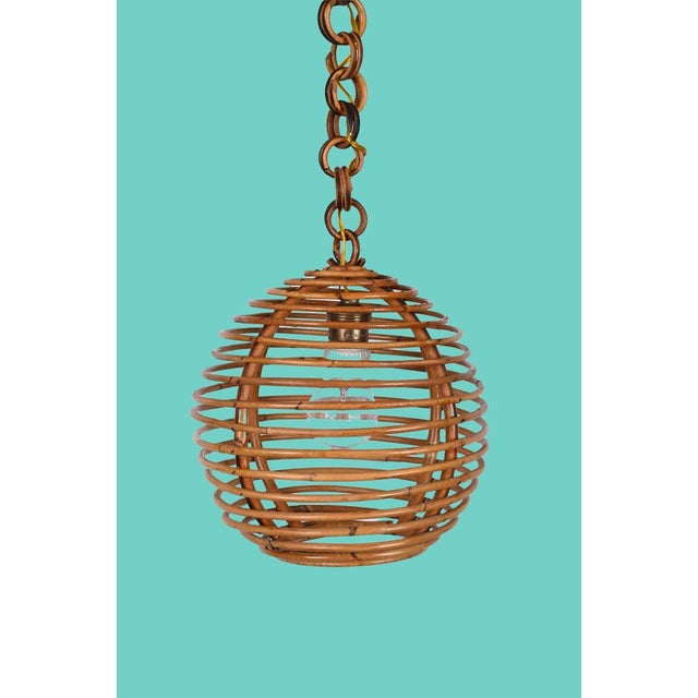 Mid-Century French Riviera Bamboo and Rattan Spherical Lamp, Italy, 1960s For Sale - Image 18 of 18