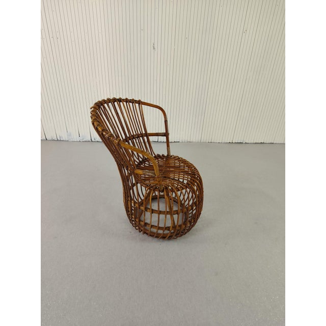 Mid-Century Modern Vintage Rattan Armchair, 1950 For Sale - Image 3 of 5