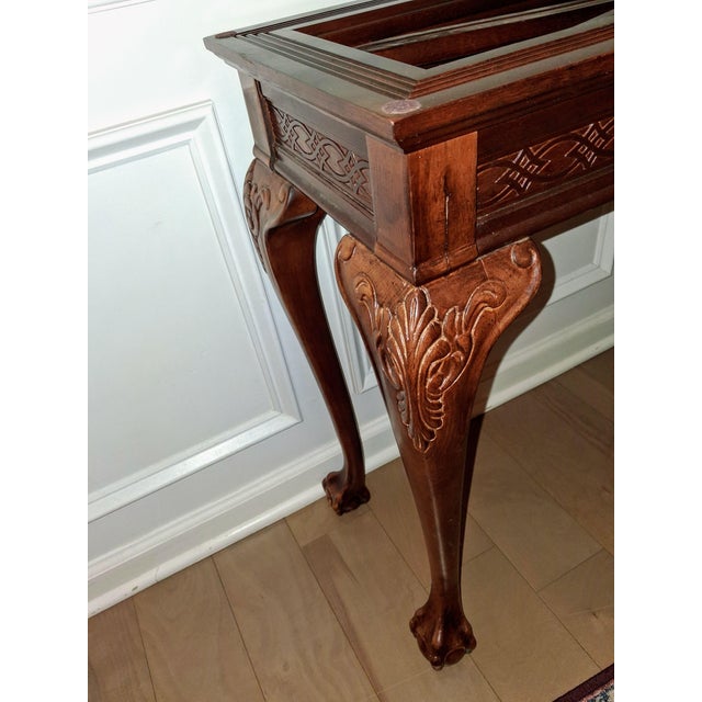 Early 20th Century Exquisite Chippendale Revival Glass Top Console Table For Sale - Image 10 of 12