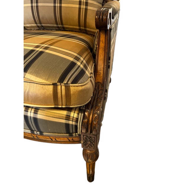 Tan EJ Victor for Rob and Stuckey French Louis XVI Upholstered Arm Chair For Sale - Image 8 of 11