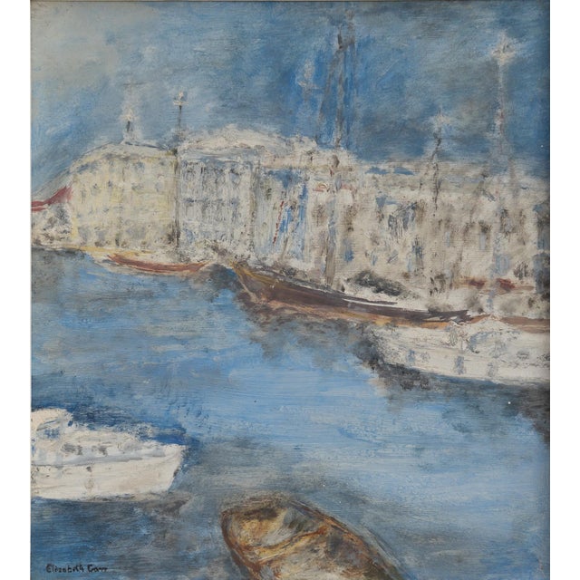 1960s Vintage Mediterranean Harbour Scene, Original Impressionist Oil Painting, Mid 20th Century For Sale - Image 5 of 9