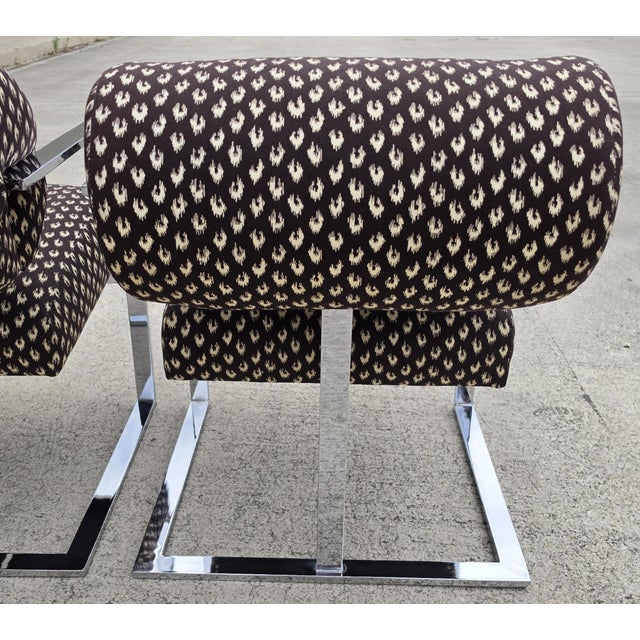 Milo Baughman for Thayer Coggin 1970s Postmodern Chrome Cantilever Armchairs Pair For Sale - Image 18 of 18
