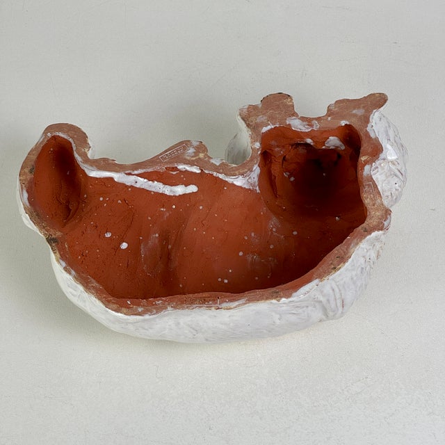 White Vintage French White Tin Glaze Terracotta Pekinese Dog Sculpture With Glass Eyes For Sale - Image 8 of 9