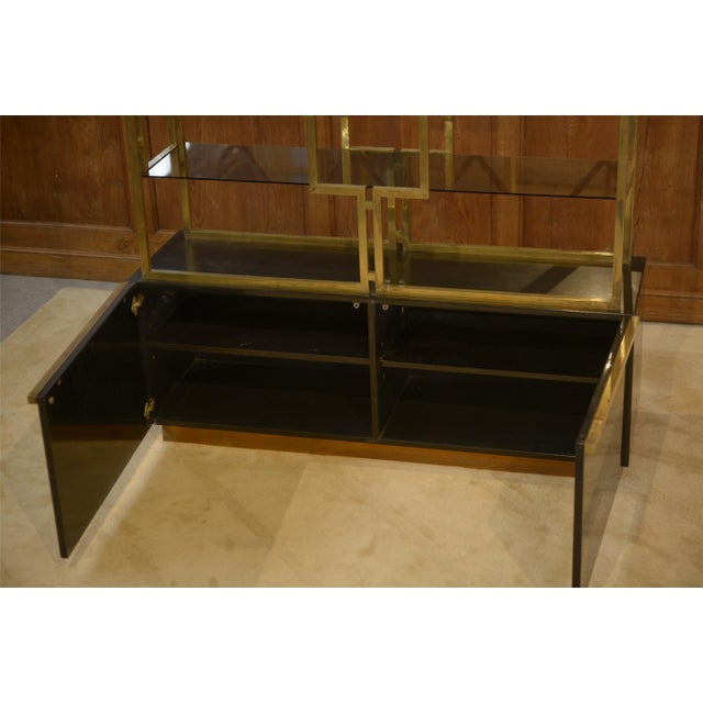 Brass, Lacquered Wood and Smoked Glass Shelf from Kim Moltzer, 1970s For Sale - Image 12 of 13