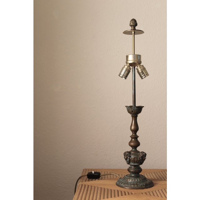 Art Deco Neoclassical Bronze Table Lamp, France, Early 20th Century For Sale - Image 6 of 11