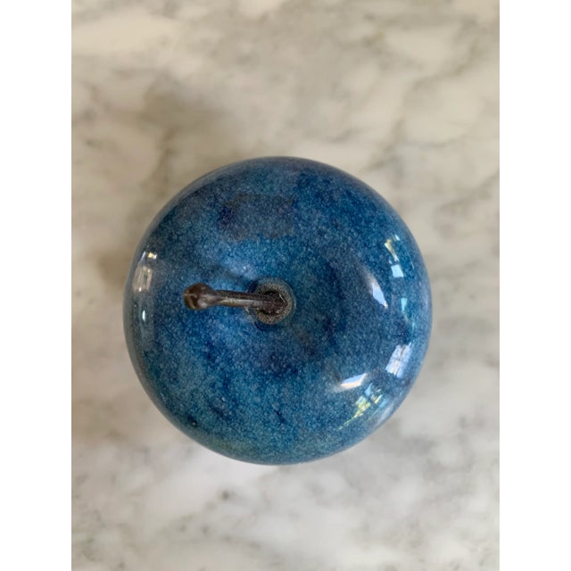 Modern Vintage Marble Blue Apple Paper Weight For Sale - Image 3 of 6