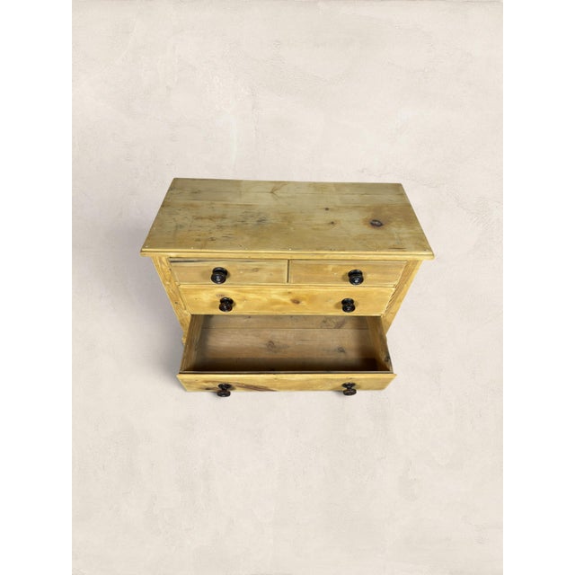 Brown Antique Victorian Pine Two Over Two Chest of Drawers With Plinth Base For Sale - Image 8 of 16