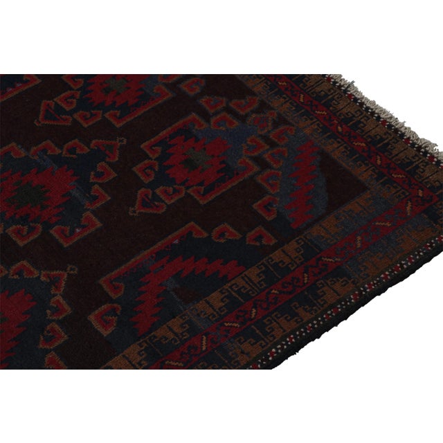 Rug & Kilim’s Baluch Runner Rug With Black, Burgundy and Blue Geometric Patterns For Sale In New York - Image 6 of 8