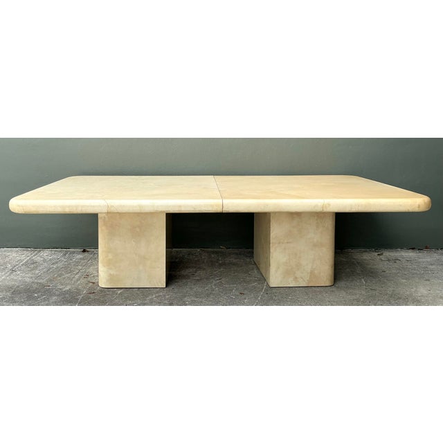 This monumental Postmodern dining table is an exquisite example of high-end functional art, drawing inspiration from the...