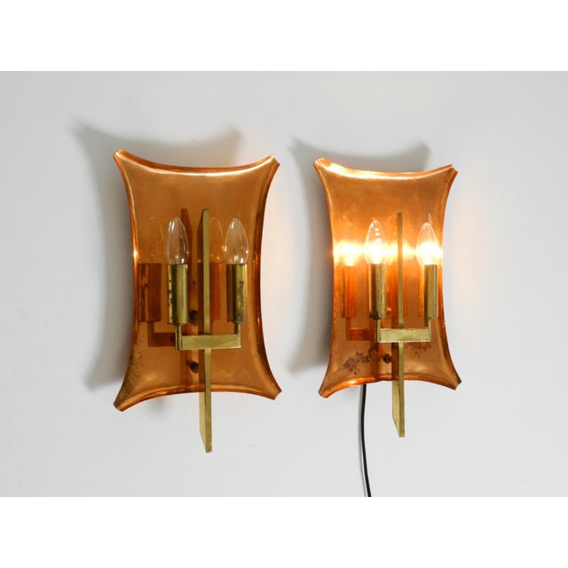 Metal Large Mid-Century Church Wall Lamps in Copper and Brass, 1950s, Set of 2 For Sale - Image 7 of 18