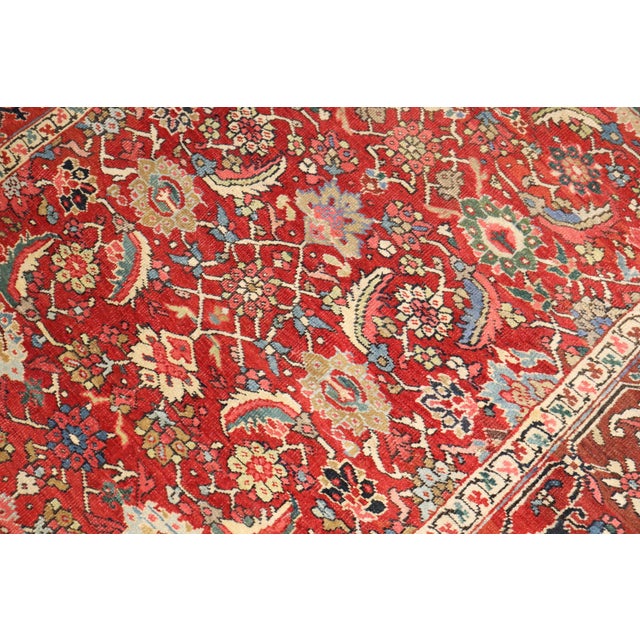 Antique Zabihi Collection Persian Serapi Red Rug For Sale - Image 4 of 12