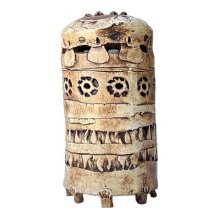 Vintage Original Studio Pottery Cutout Vase For Sale