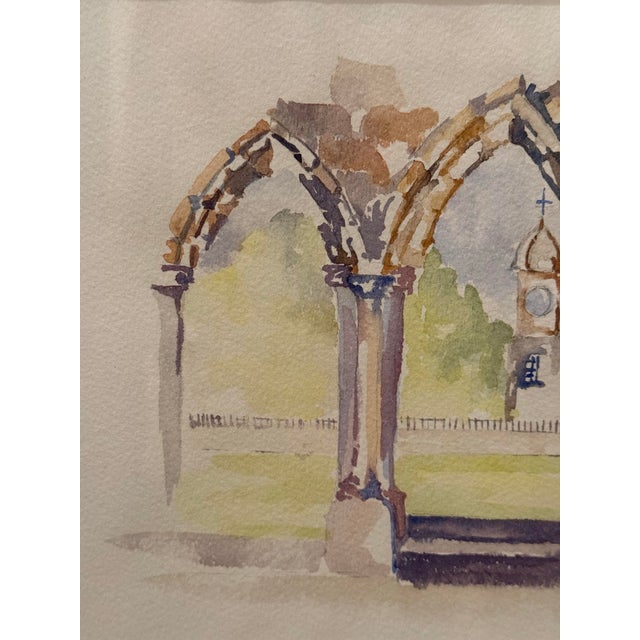 1990s 1995 Watercolor of Cathedral Ruins at St. Andrews - Framed, Signed Original Artwork For Sale - Image 5 of 11