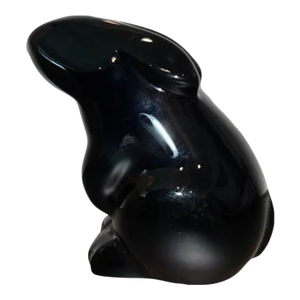 Baccarat Black Bunny, Baccarat Crystal Black Rabbit, Baccarat Animal Figure, Made in France, Signed Baccarat Bunny Paper Weight