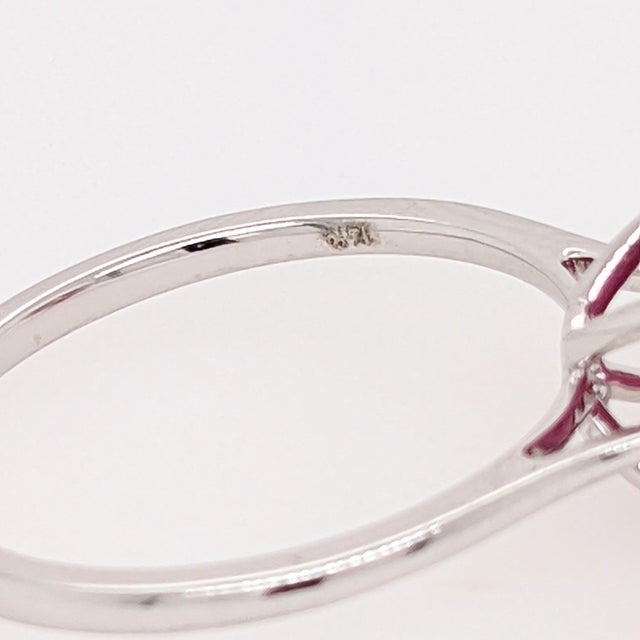 Metal 3.8ct Beautiful Red Ruby Ring in Solid 14k White Gold Round 9mm | Solitaire Ring, Size 6.75 For Sale - Image 7 of 7