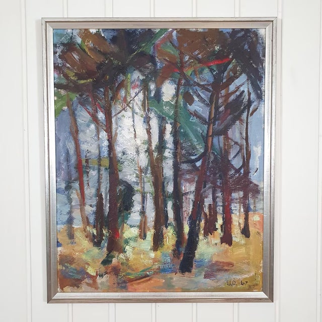 1967 Mid Century Swedish Expressionst Oil Painting Signed u.o For Sale - Image 18 of 18