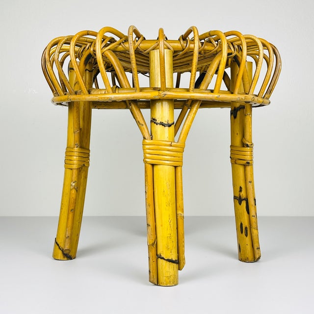 Vintage Rattan Stool, Italy, 1960s For Sale - Image 10 of 12