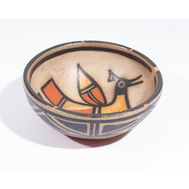Rustic Signed Santo Domingo Pueblo Bowl With Bird by Warren Coriz For Sale - Image 3 of 9
