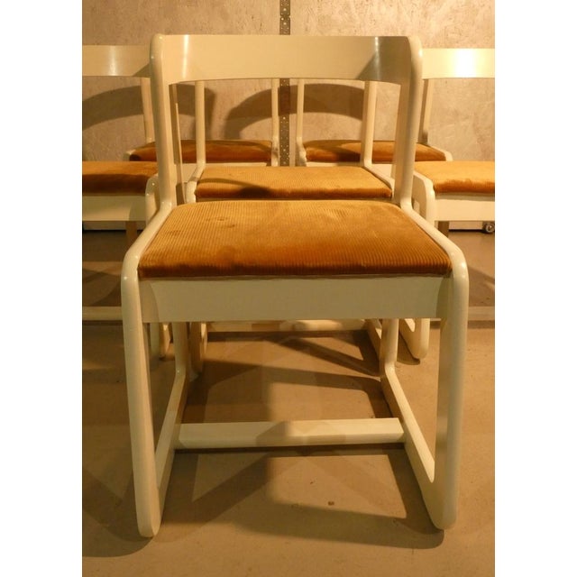 Mario Sabot Velvet and Wood Chairs by Mario Sabot, Italy, 1970s, Set of 6 For Sale - Image 4 of 18