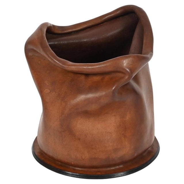Mid-Century Modern Italian Leather Decorative Wastepaper Basket from Nova Tecno, 1950s For Sale - Image 13 of 13