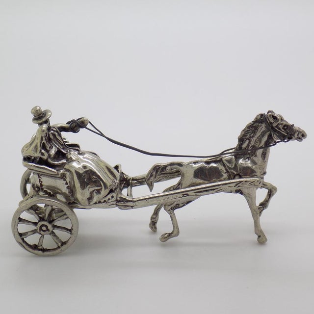 Vintage Italian Handmade Sterling Silver 925 Just Married Carriage with Horse Figurine, 1970s For Sale - Image 3 of 13